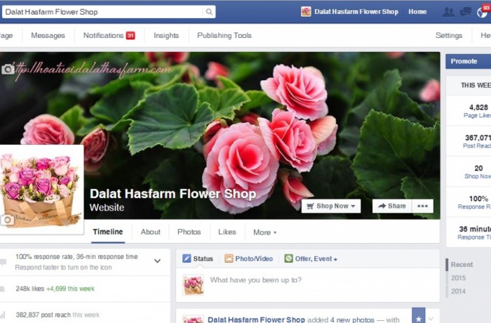 Facebook Fanpage of Dalat Hasfarm has become the 2nd most popular flower fanpage and the most interactive page in Vietnam